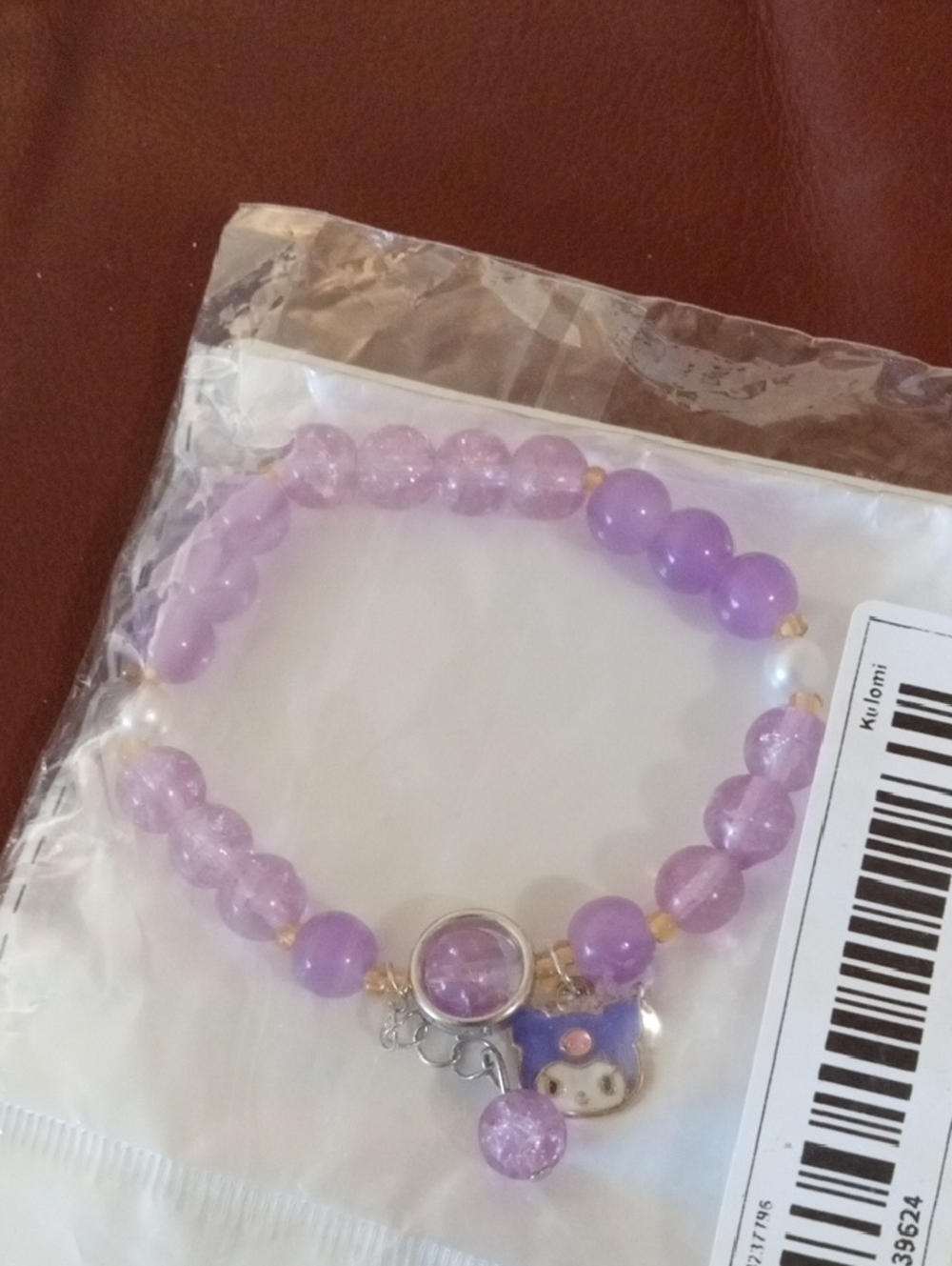 💲5⃣▶▶Purple Beaded Charm Bracelet -kuromi